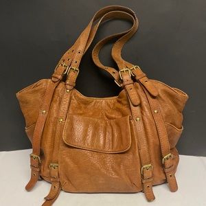 KOOBA Brown Leather Large Shoulder Bag Snap Purse